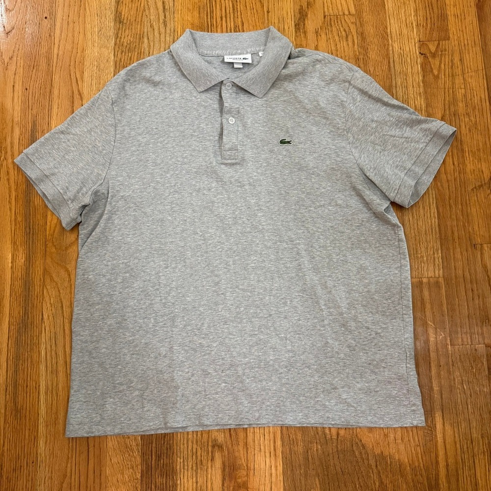 Lacoste Men's Classic Fit Polo Shirt Grey Size 7 XXL Pique Cotton - Picture 2 of 12